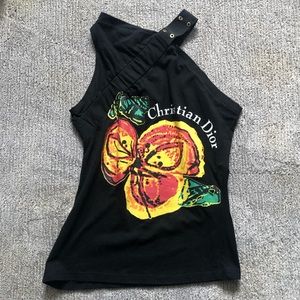 Vintage Christian Dior Asymmetric Flower Top